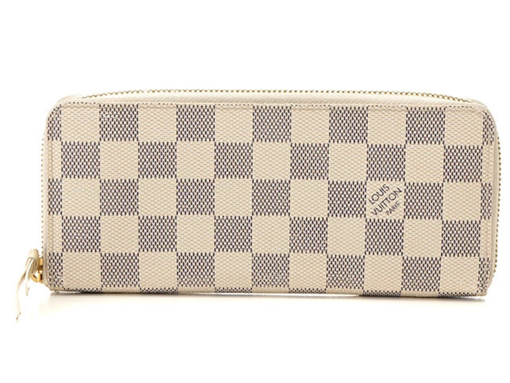 LOUIS VUITTON Portefeuille Clemence Round Zip Long Wallet Damier Azur White